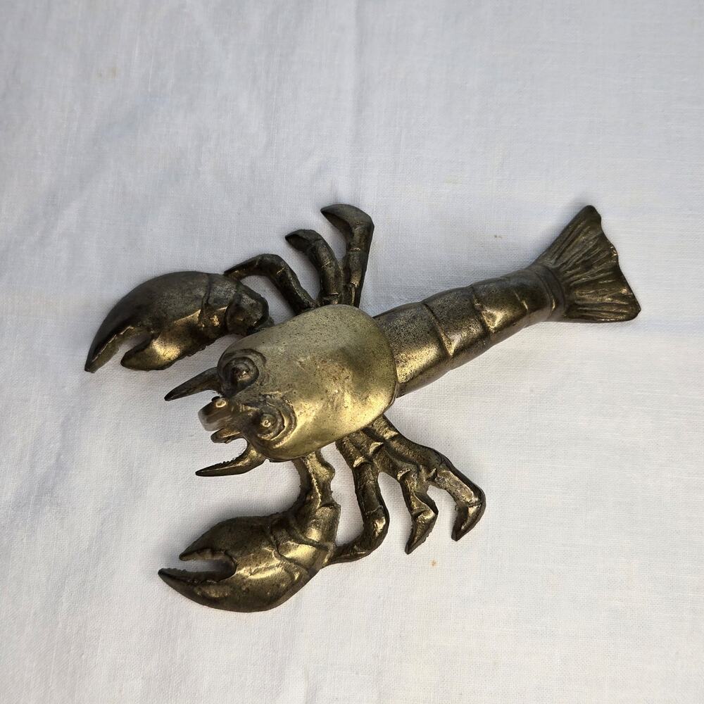 Vintage Brass Crawfish Trinket Dish